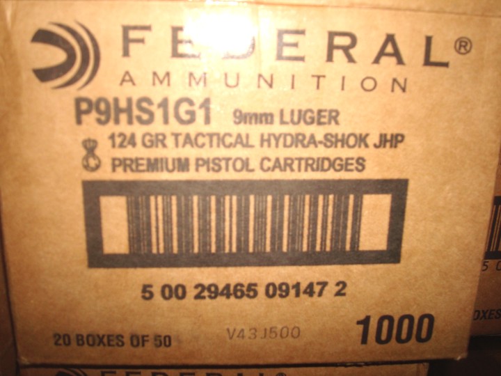 Federal - 9mm Hydra Shok 124 grain JHP - 50 Rounds